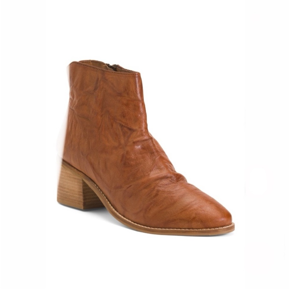 Diba True Leather Hel Lina Heeled Booties Cuoio Brown Leather Women’s Size 11